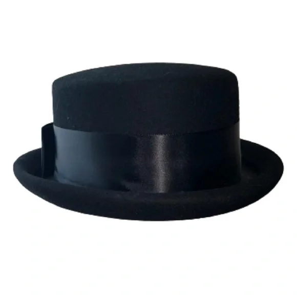 Betmar black wool ascot hat with satin black bow